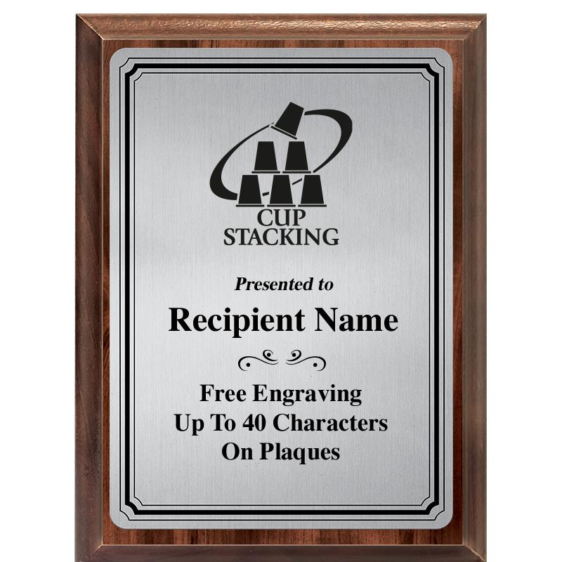 6X8 SLVR TRIO PLT WOOD PLQ