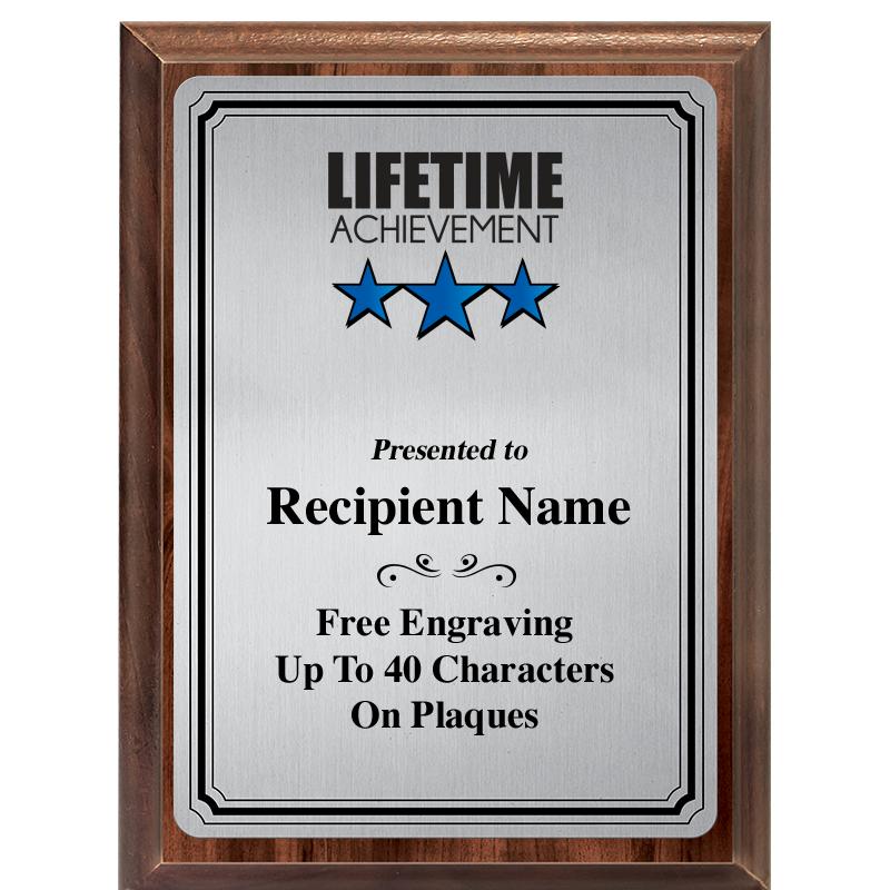 6X8 SLVR TRIO PLT WOOD PLQ