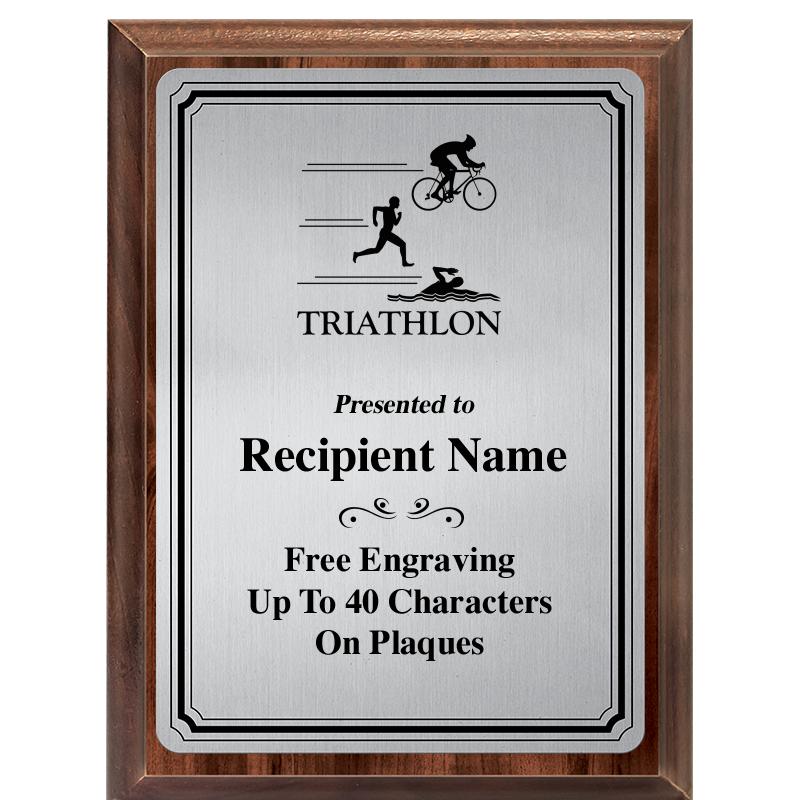 6X8 SLVR TRIO PLT WOOD PLQ