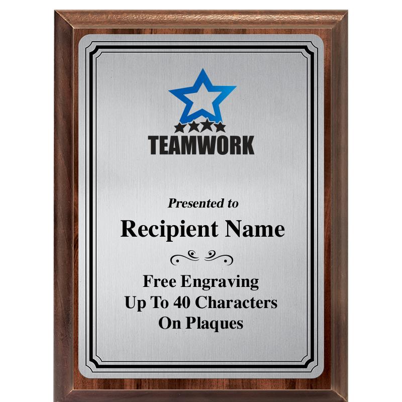 6X8 SLVR TRIO PLT WOOD PLQ