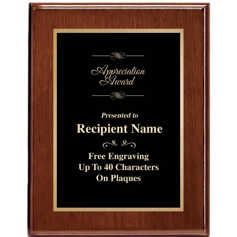 7X9 GLOSSED WALNUT PLAQUE