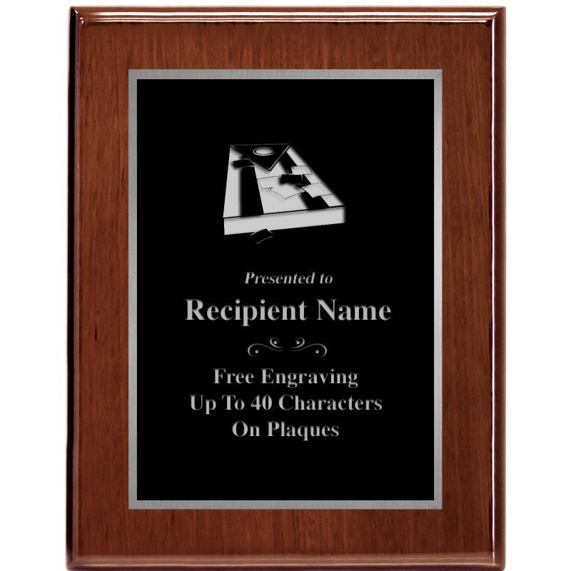 7X9 GLOSSED WALNUT PLAQUE SV