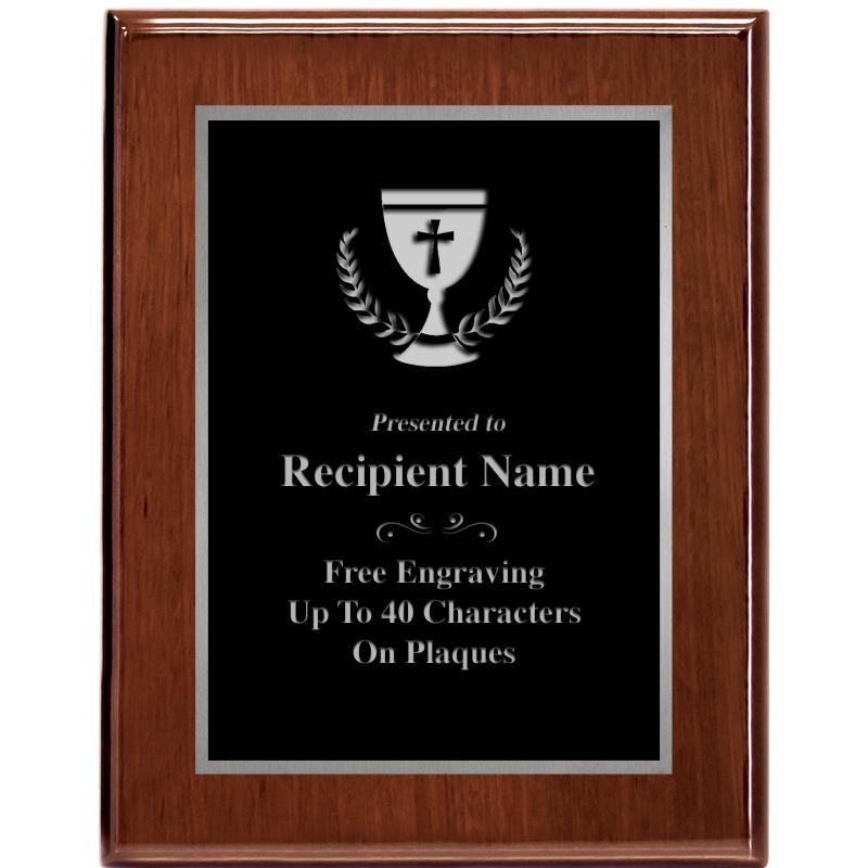 7X9 GLOSSED WALNUT PLAQUE SV