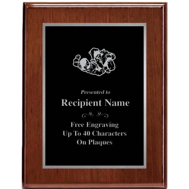 7X9 GLOSSED WALNUT PLAQUE SV