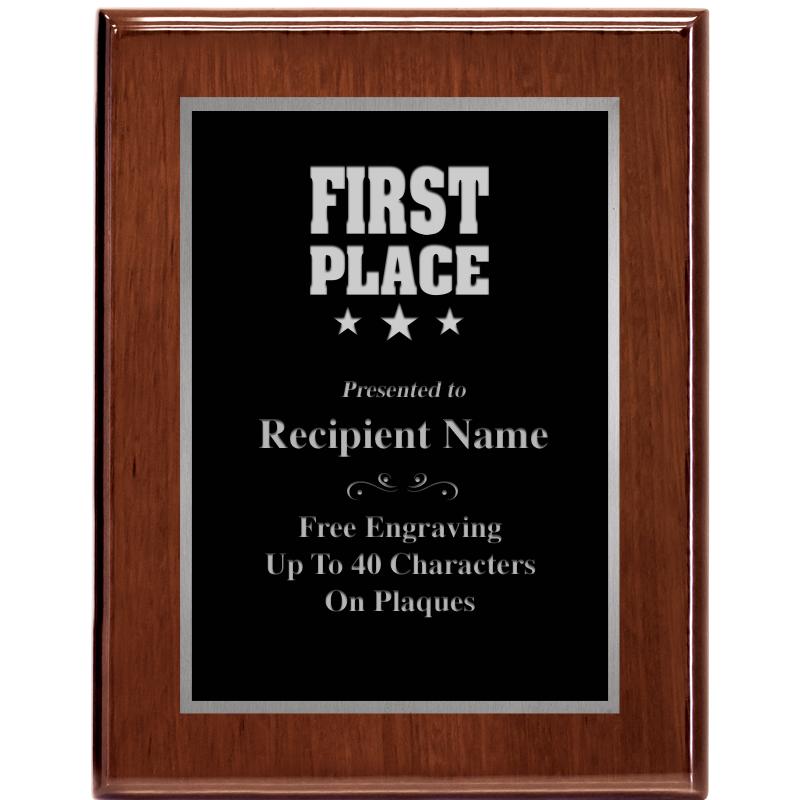 7X9 GLOSSED WALNUT PLAQUE SV