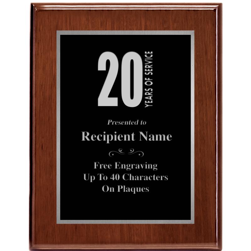 7X9 GLOSSED WALNUT PLAQUE SV