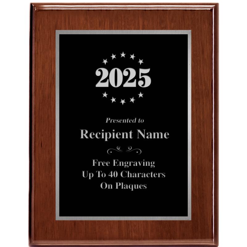 7X9 GLOSSED WALNUT PLAQUE SV