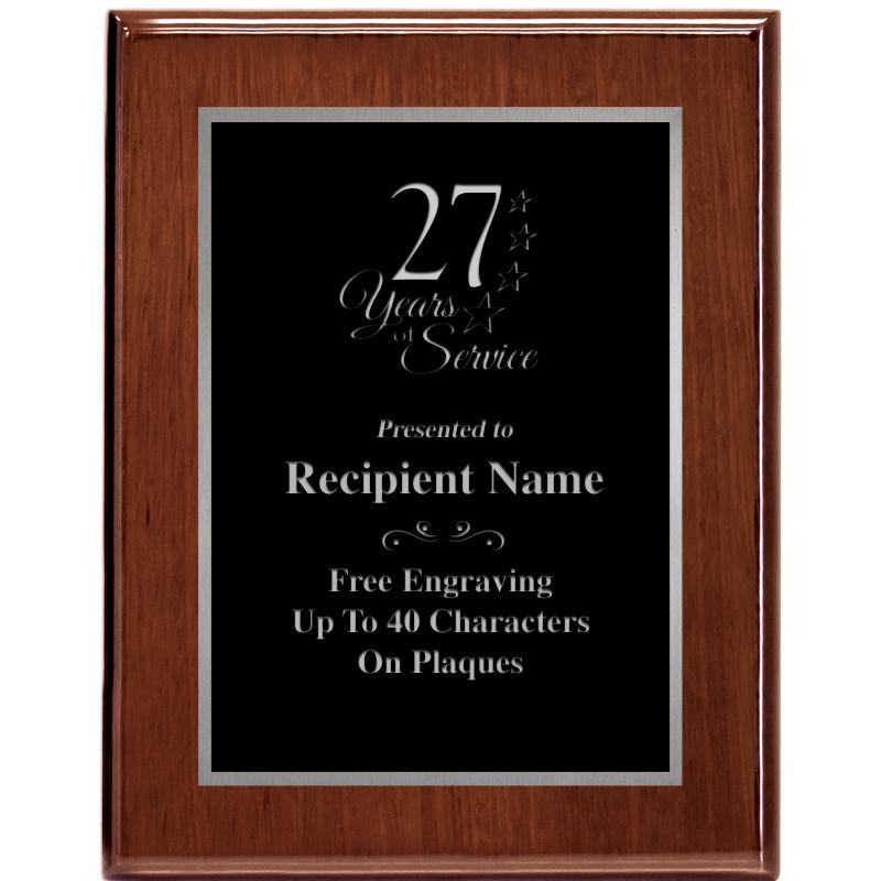 7X9 GLOSSED WALNUT PLAQUE SV