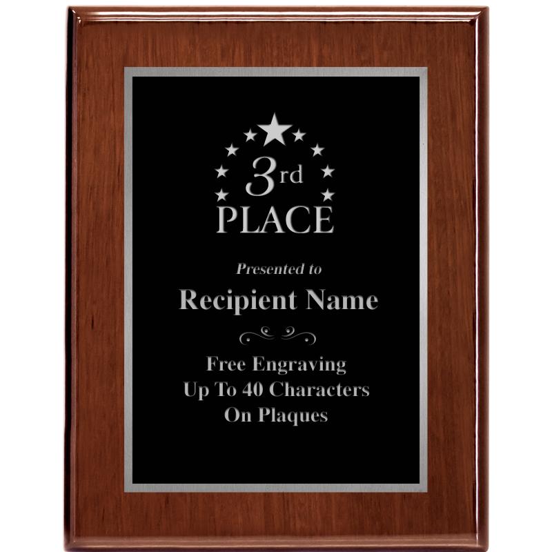 7X9 GLOSSED WALNUT PLAQUE SV