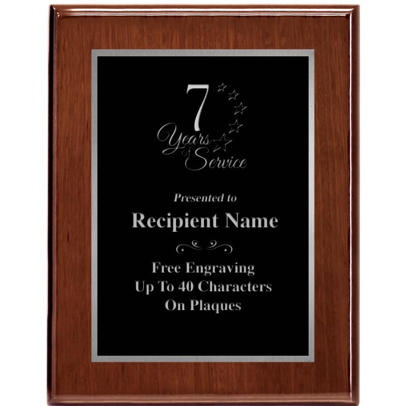 7X9 GLOSSED WALNUT PLAQUE SV