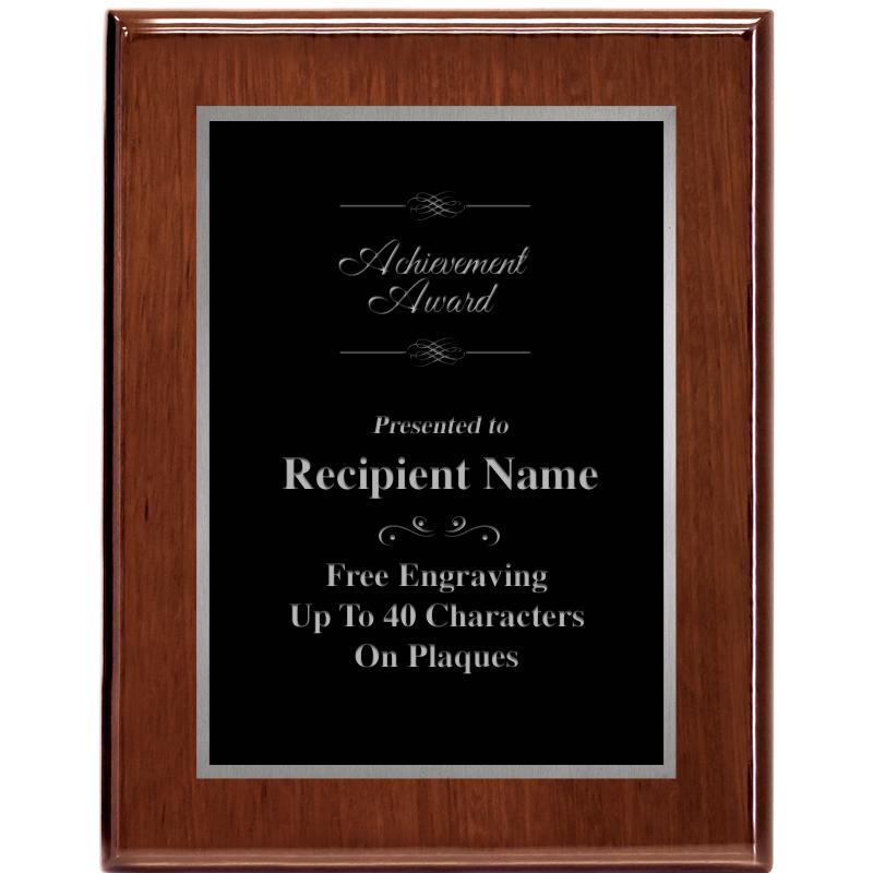 7X9 GLOSSED WALNUT PLAQUE SV