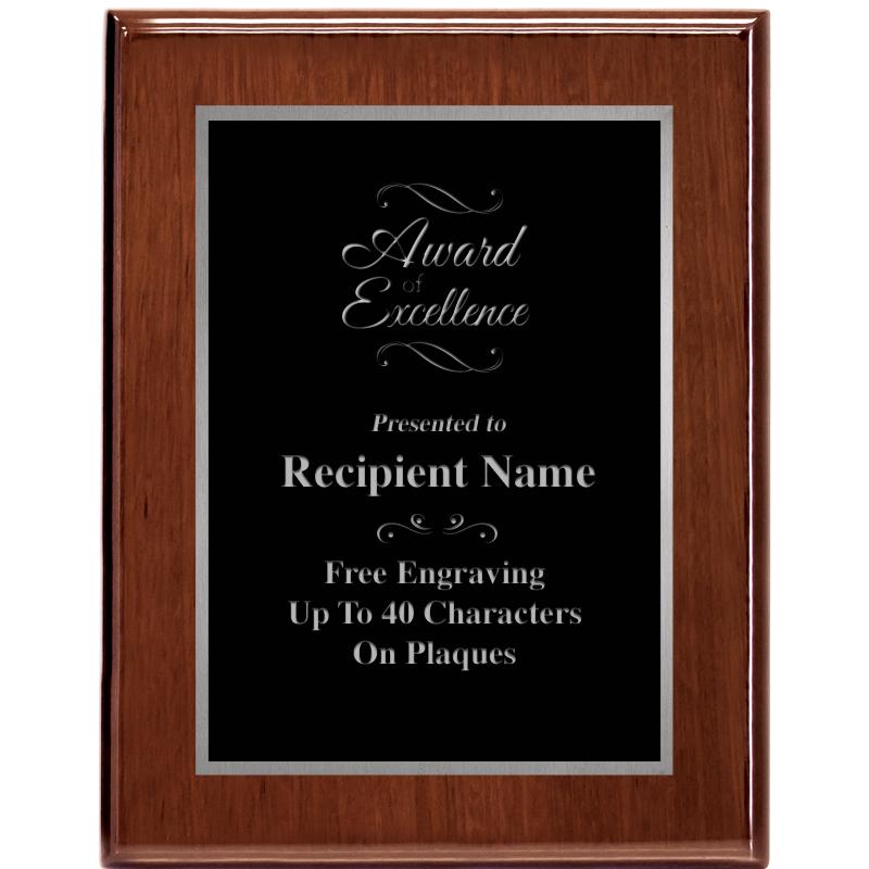 7X9 GLOSSED WALNUT PLAQUE SV