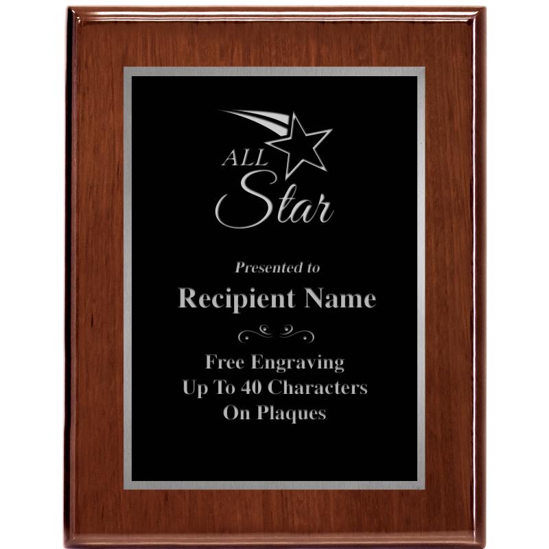 7X9 GLOSSED WALNUT PLAQUE SV