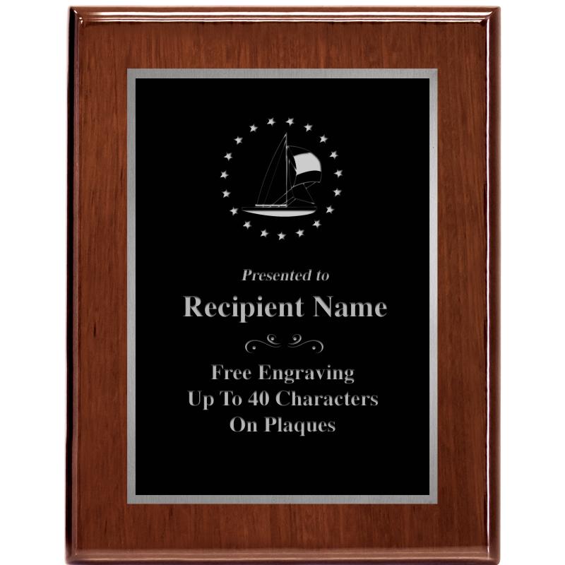 7X9 GLOSSED WALNUT PLAQUE SV