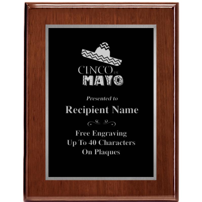 7X9 GLOSSED WALNUT PLAQUE SV