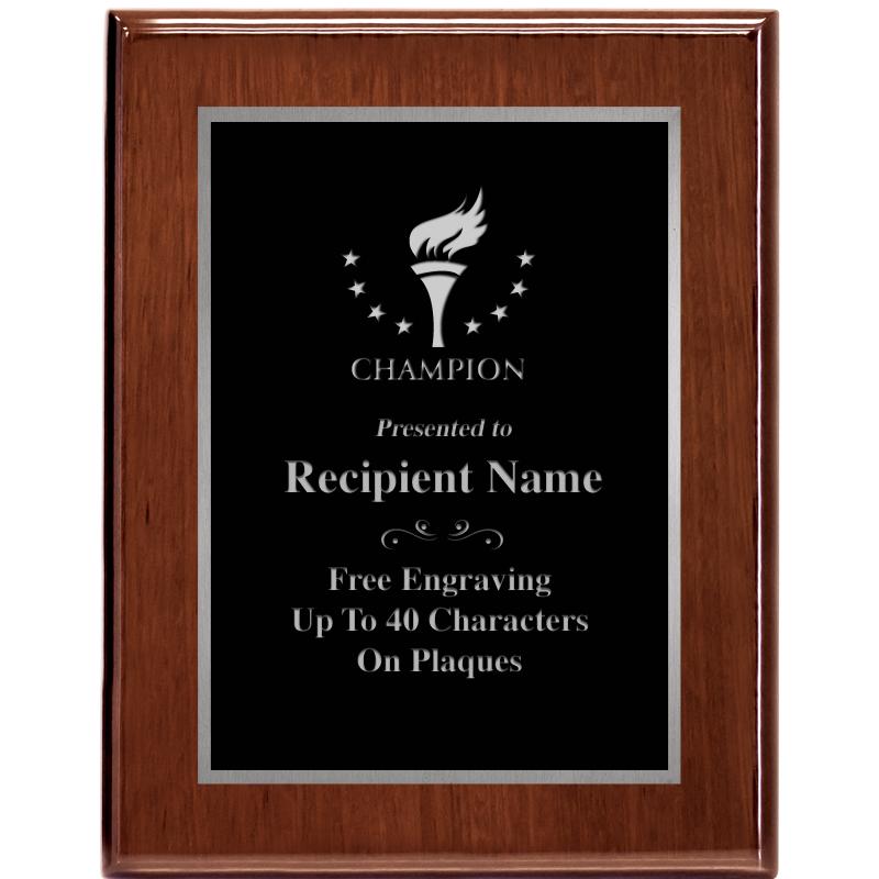 7X9 GLOSSED WALNUT PLAQUE SV