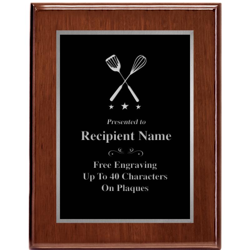 7X9 GLOSSED WALNUT PLAQUE SV