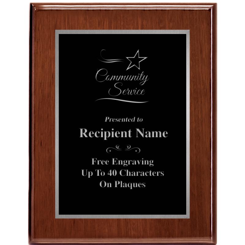 7X9 GLOSSED WALNUT PLAQUE SV