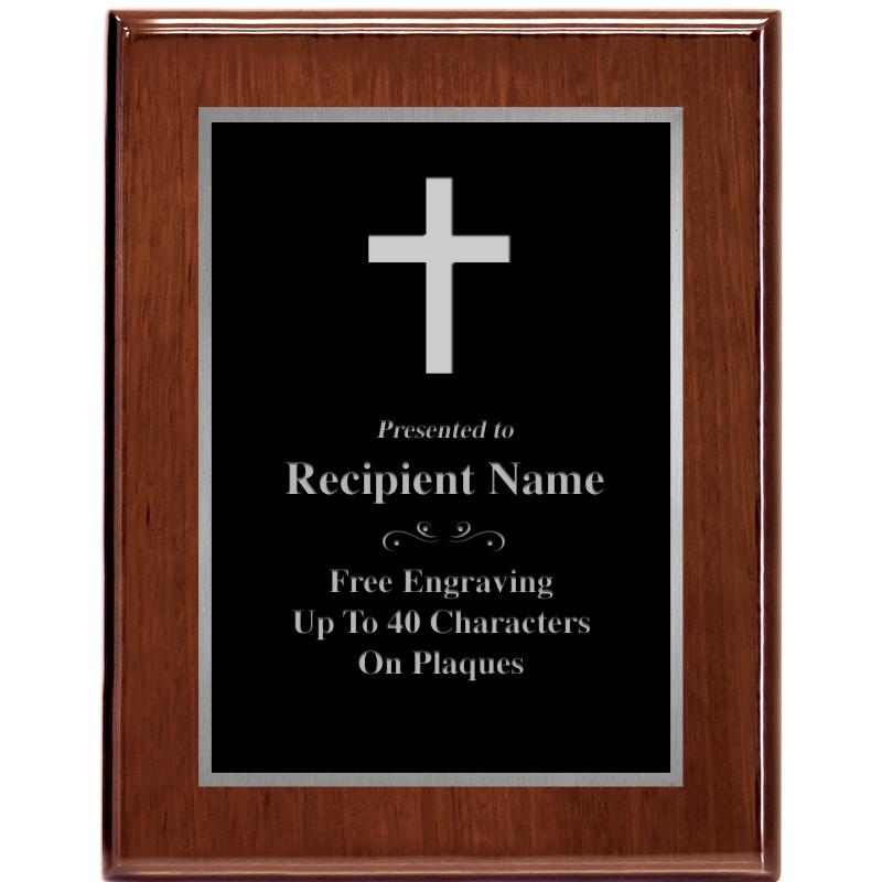 7X9 GLOSSED WALNUT PLAQUE SV