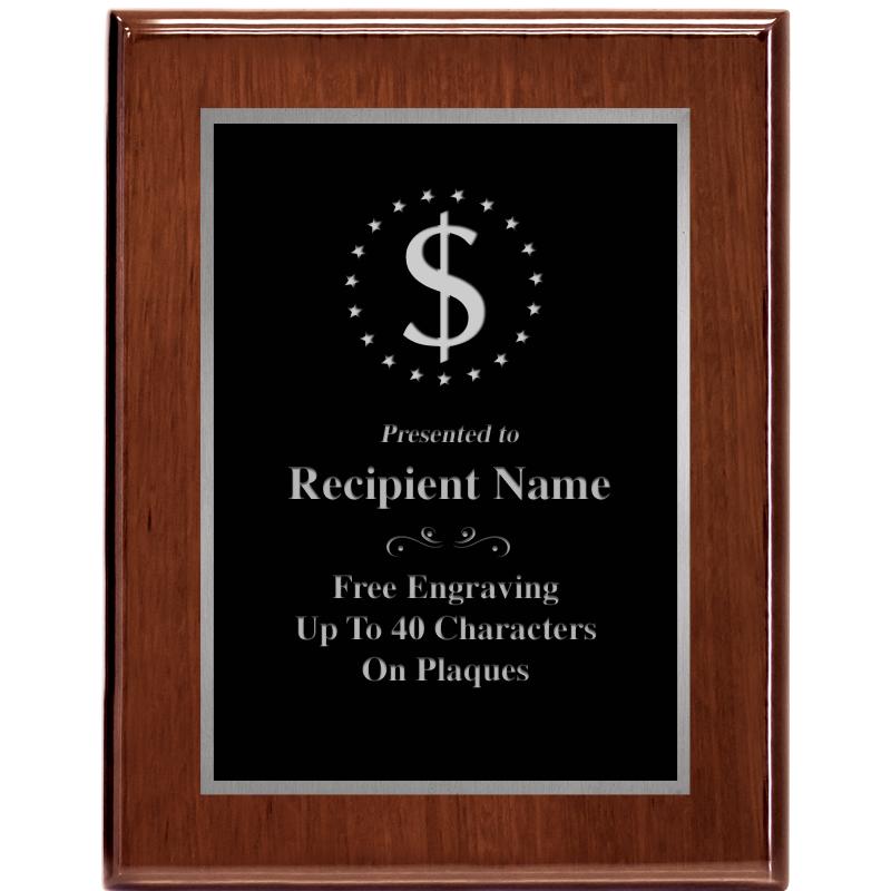 7X9 GLOSSED WALNUT PLAQUE SV