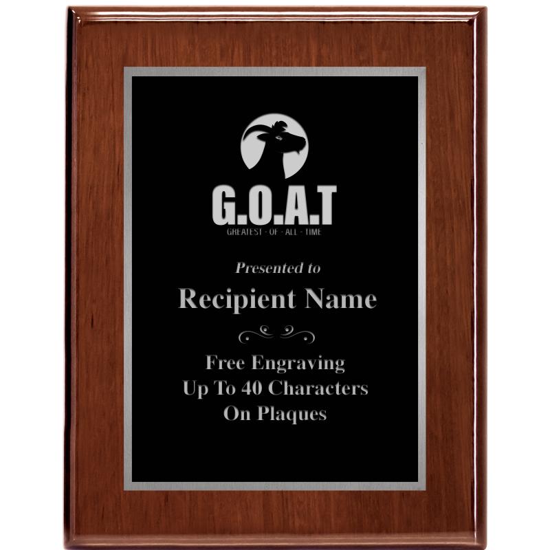 7X9 GLOSSED WALNUT PLAQUE SV