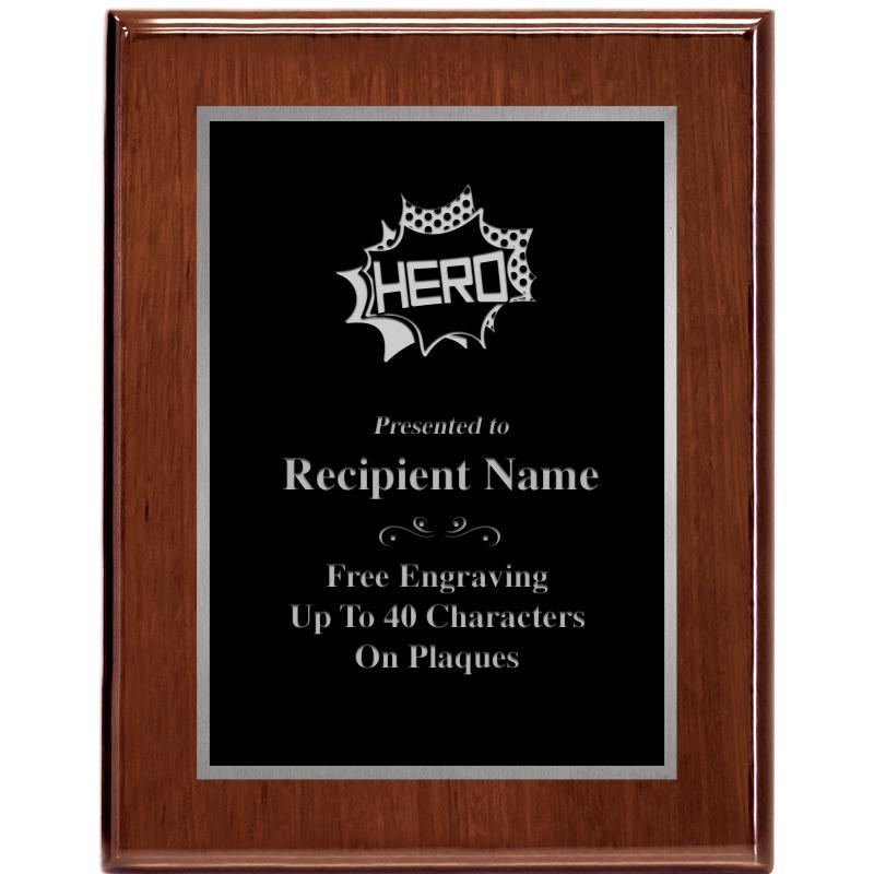 7X9 GLOSSED WALNUT PLAQUE SV