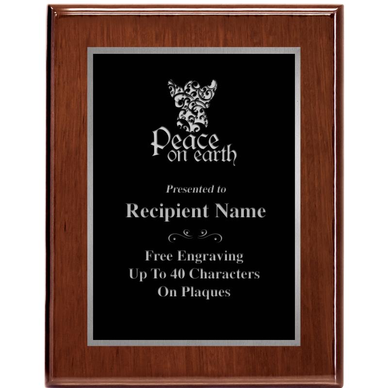 7X9 GLOSSED WALNUT PLAQUE SV