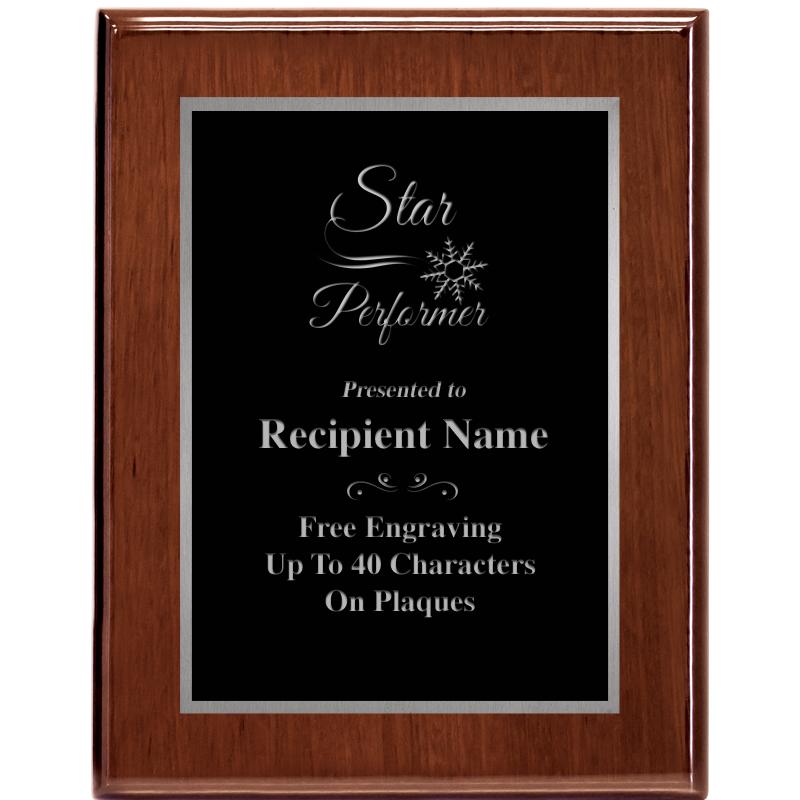 7X9 GLOSSED WALNUT PLAQUE SV