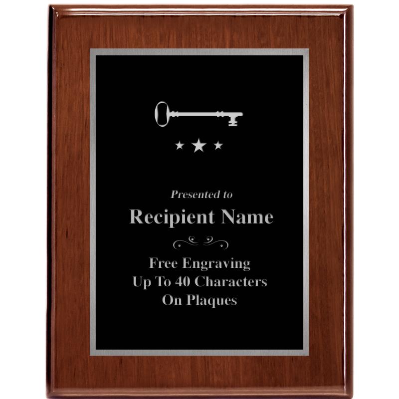 7X9 GLOSSED WALNUT PLAQUE SV