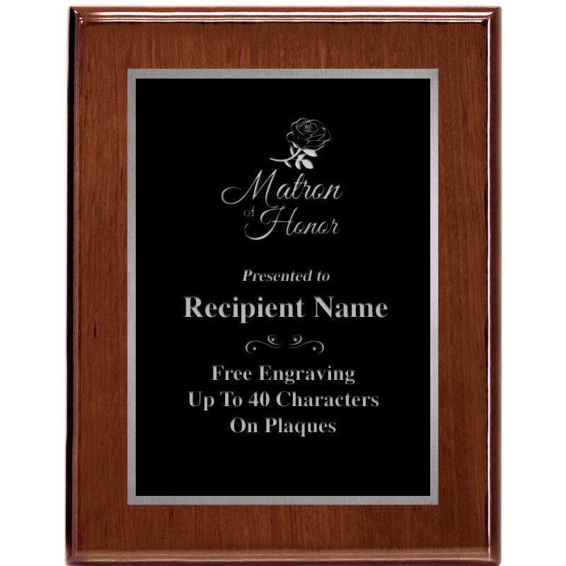 7X9 GLOSSED WALNUT PLAQUE SV