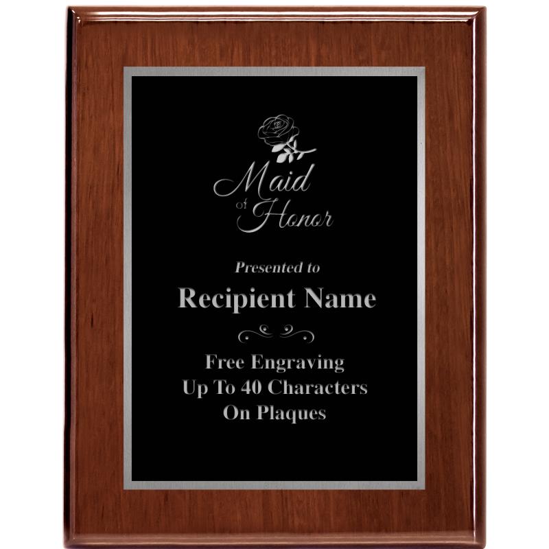 7X9 GLOSSED WALNUT PLAQUE SV