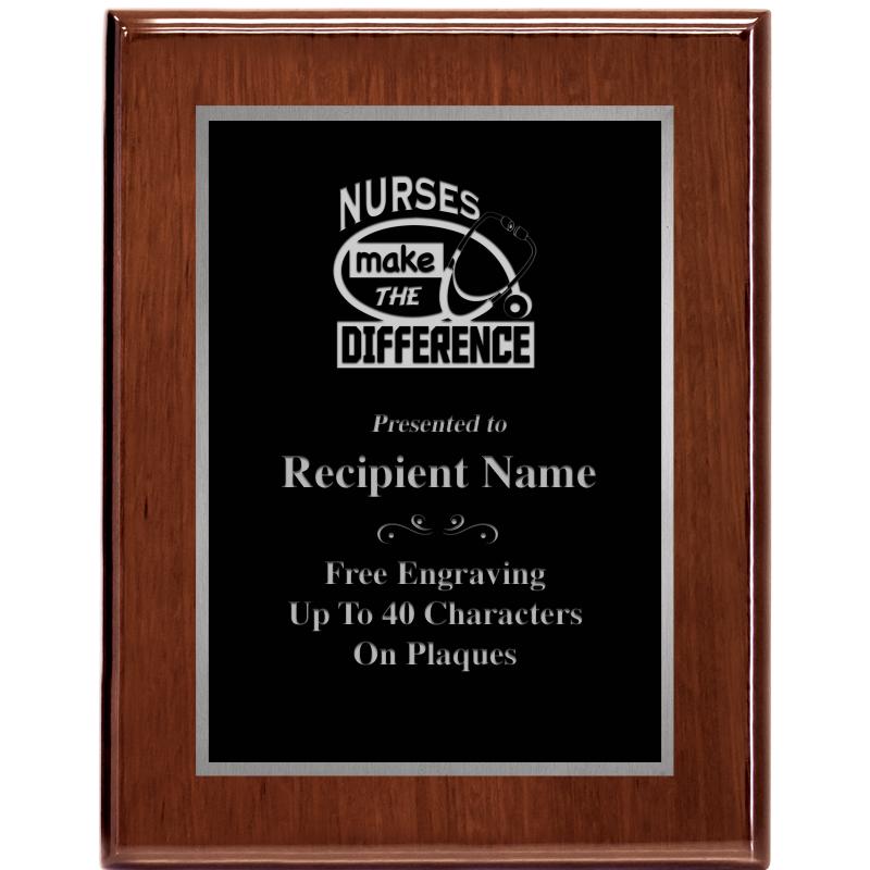 7X9 GLOSSED WALNUT PLAQUE SV