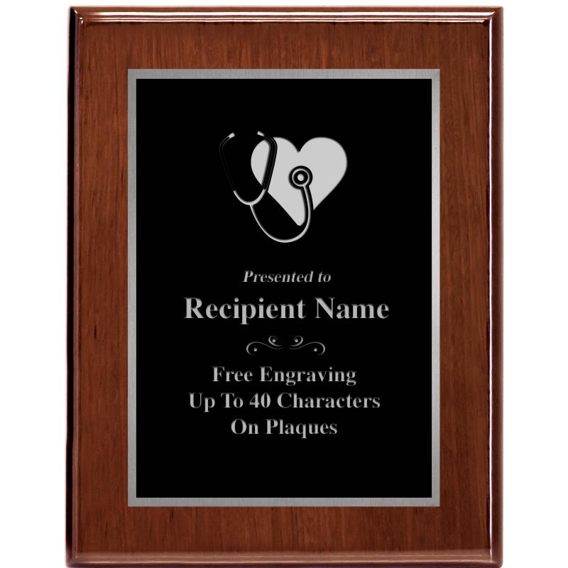 7X9 GLOSSED WALNUT PLAQUE SV
