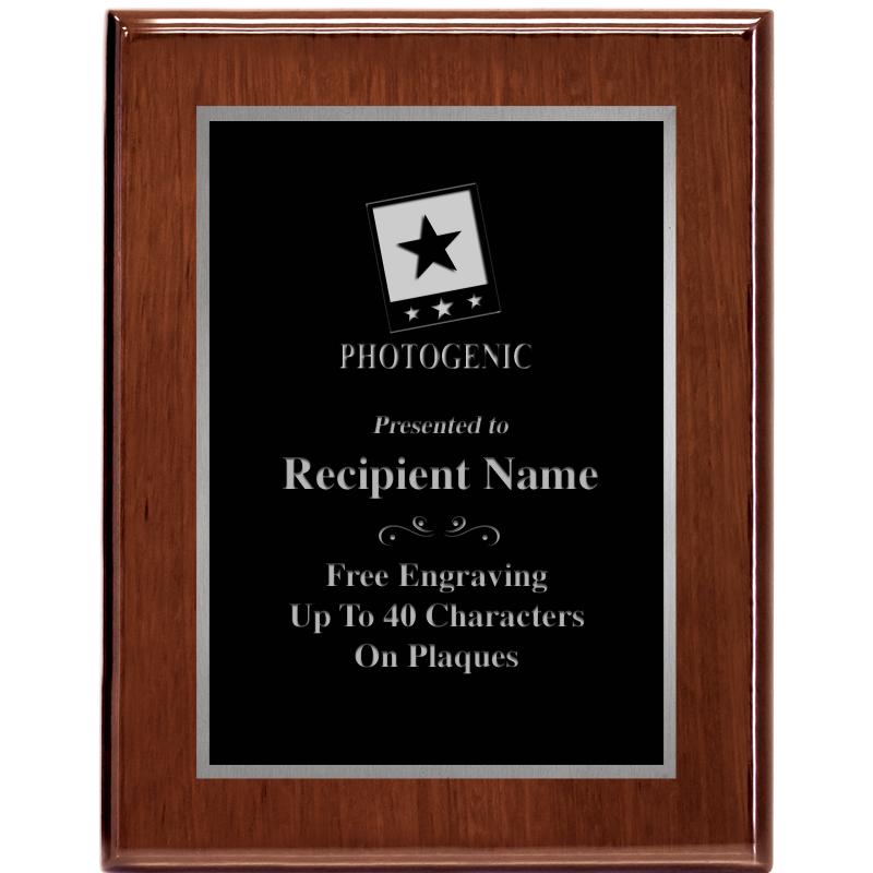 7X9 GLOSSED WALNUT PLAQUE SV