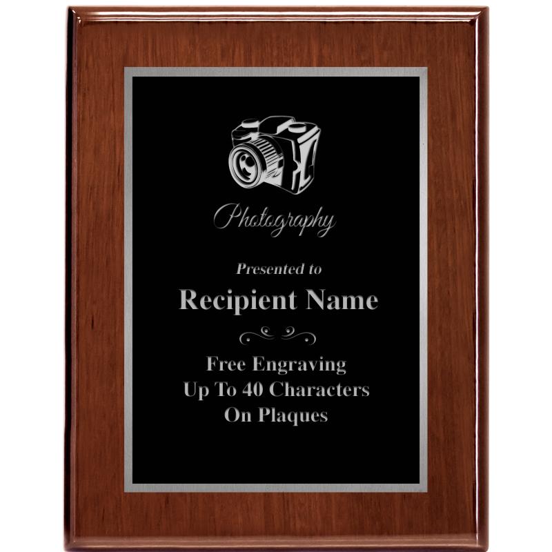 7X9 GLOSSED WALNUT PLAQUE SV