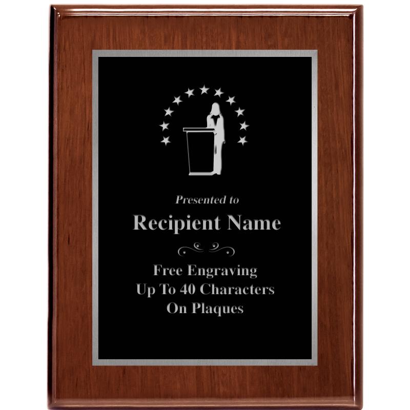 7X9 GLOSSED WALNUT PLAQUE SV