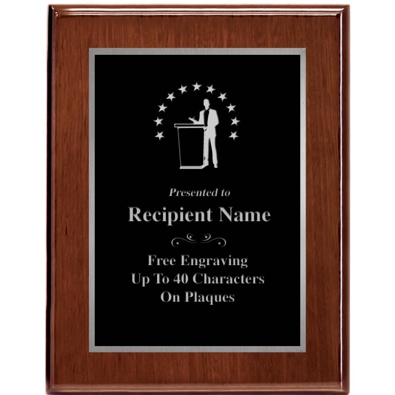 7X9 GLOSSED WALNUT PLAQUE SV