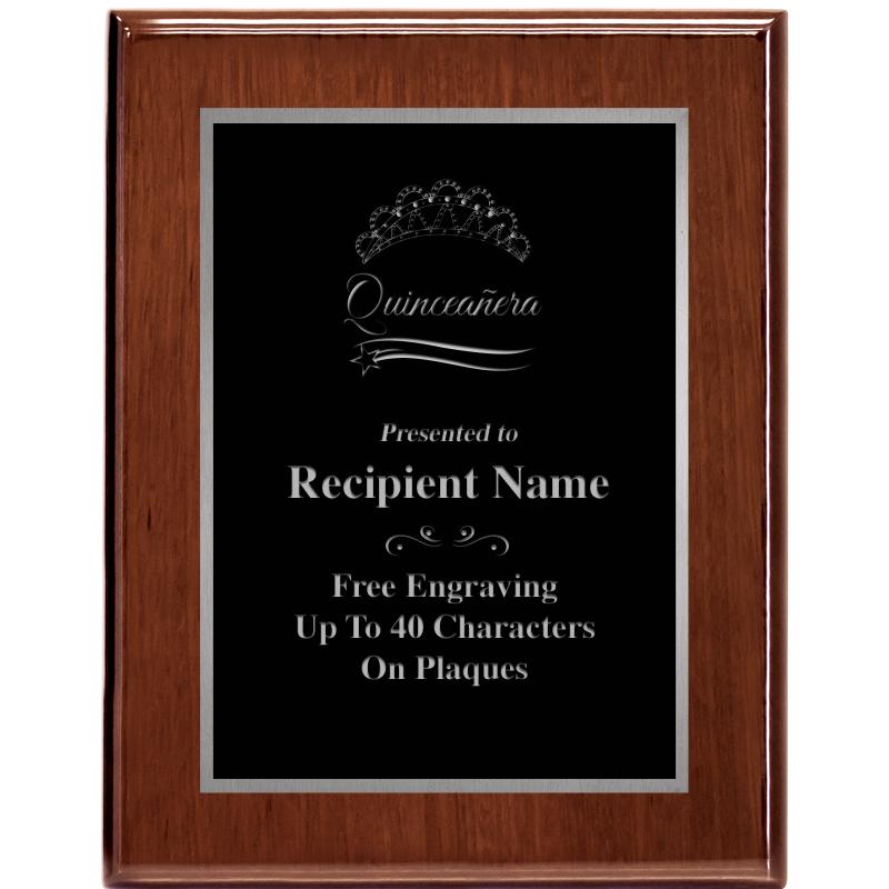 7X9 GLOSSED WALNUT PLAQUE SV