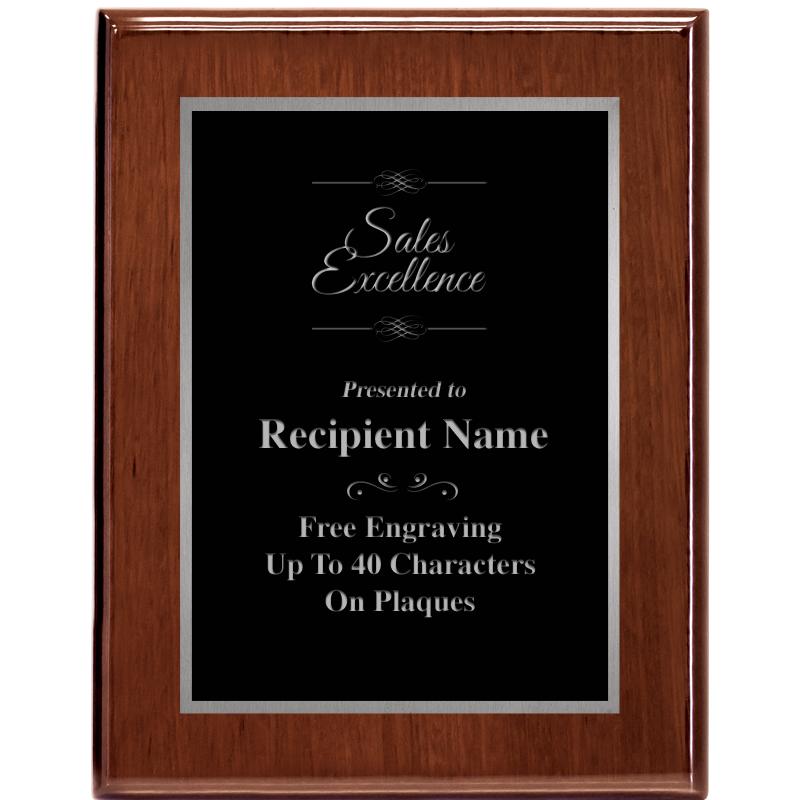 7X9 GLOSSED WALNUT PLAQUE SV