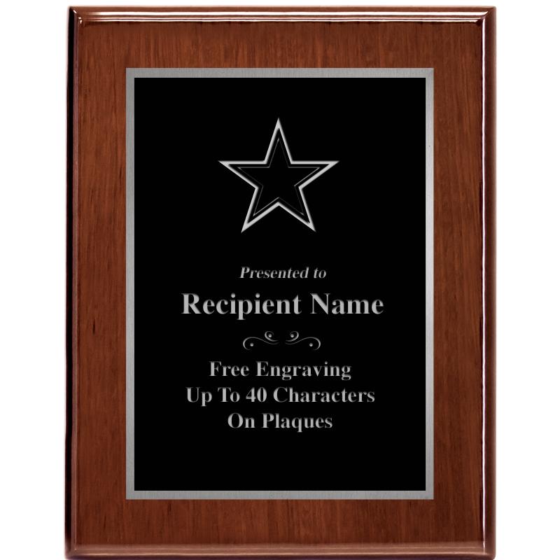 7X9 GLOSSED WALNUT PLAQUE SV