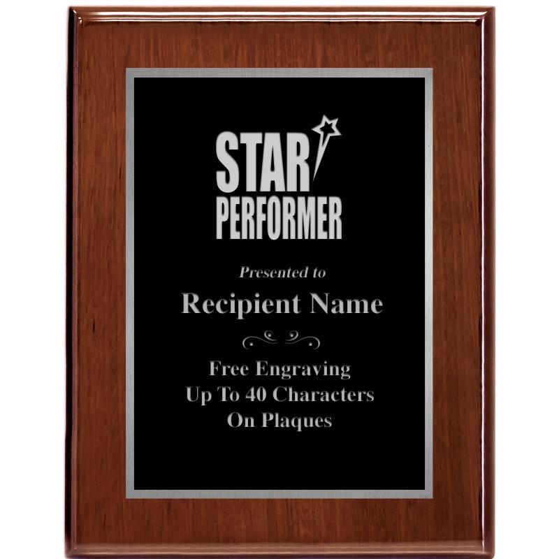 7X9 GLOSSED WALNUT PLAQUE SV