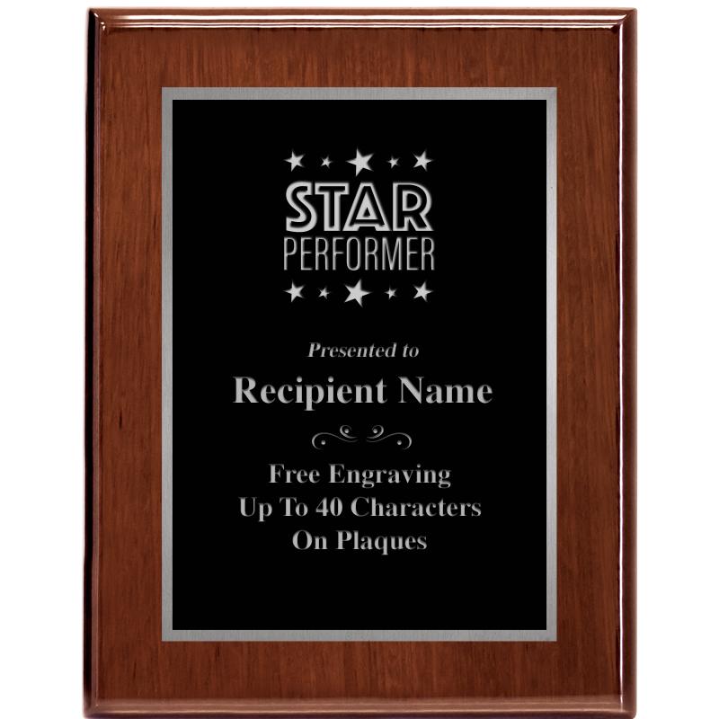 7X9 GLOSSED WALNUT PLAQUE SV