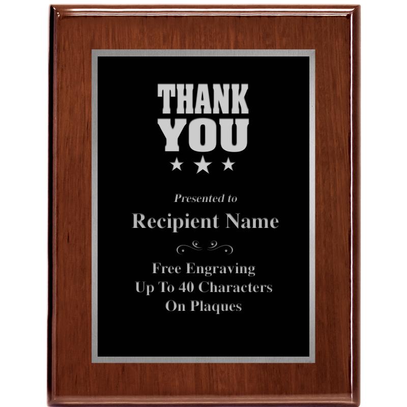 7X9 GLOSSED WALNUT PLAQUE SV