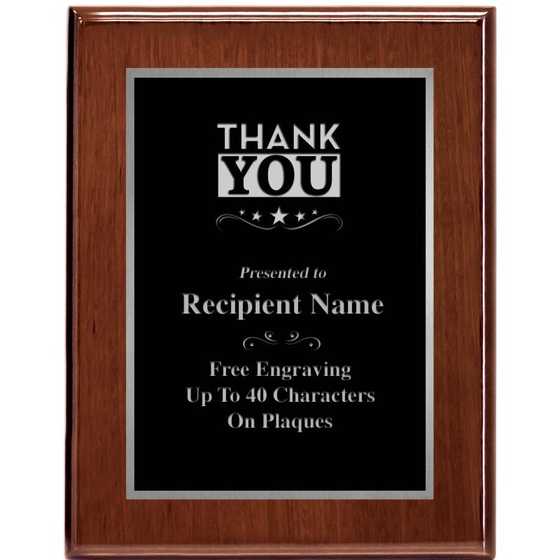 7X9 GLOSSED WALNUT PLAQUE SV