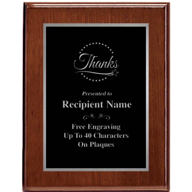 7X9 GLOSSED WALNUT PLAQUE SV