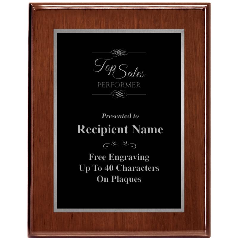 7X9 GLOSSED WALNUT PLAQUE SV