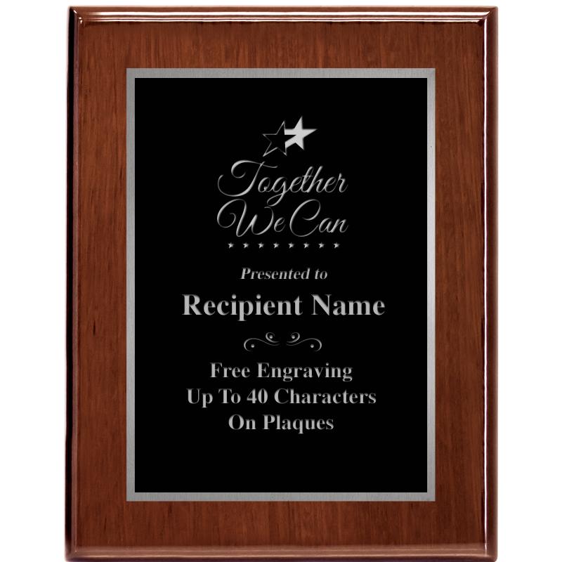 7X9 GLOSSED WALNUT PLAQUE SV