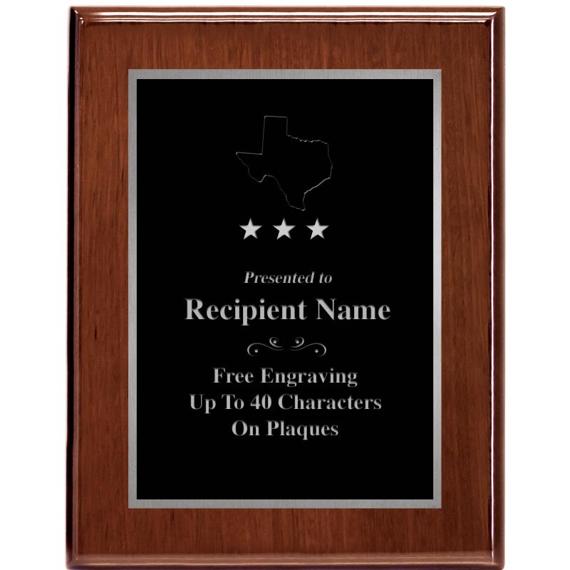 7X9 GLOSSED WALNUT PLAQUE SV
