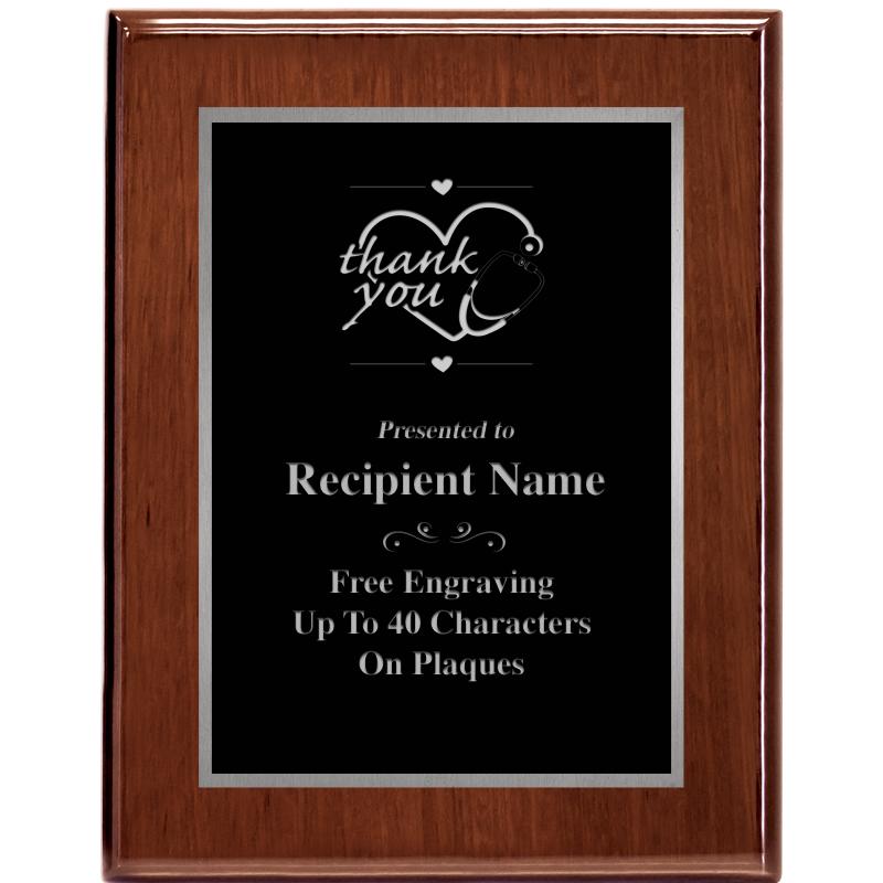 7X9 GLOSSED WALNUT PLAQUE SV