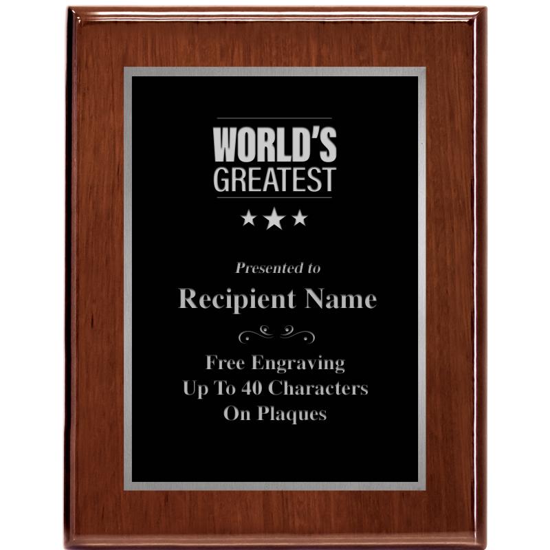 7X9 GLOSSED WALNUT PLAQUE SV